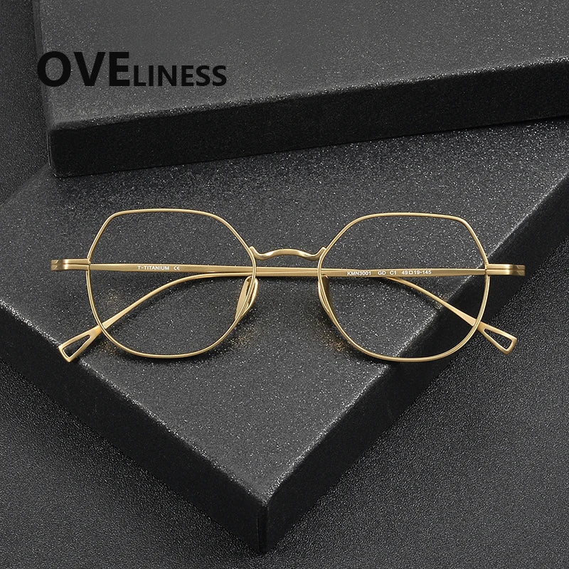 Oveliness Unisex Full Rim Square Polygon Titanium Eyeglasses 643001