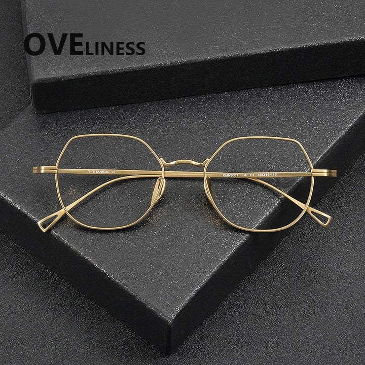 Oveliness Unisex Full Rim Square Polygon Titanium Eyeglasses 643001