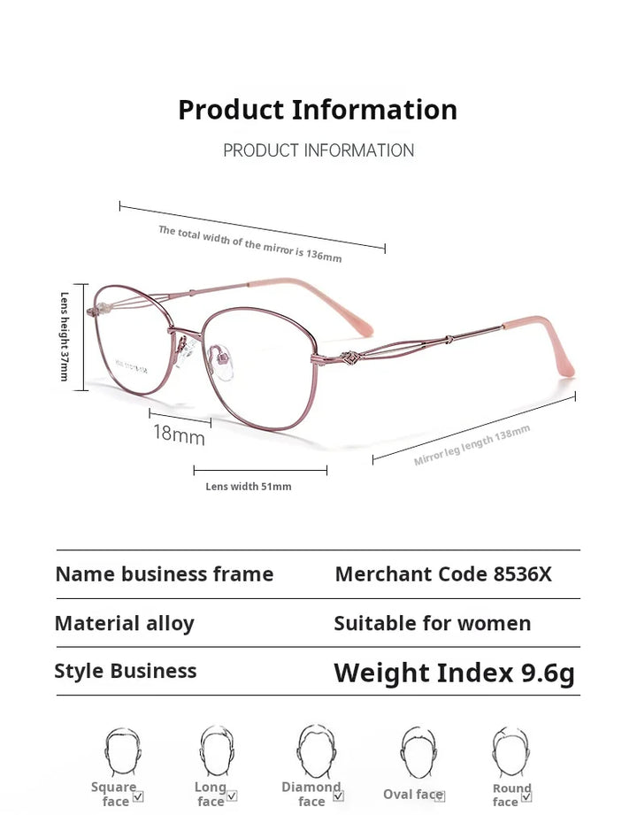 Yimaruili Women's Full Rim Oval Cat Eye Alloy Eyeglasses 85301