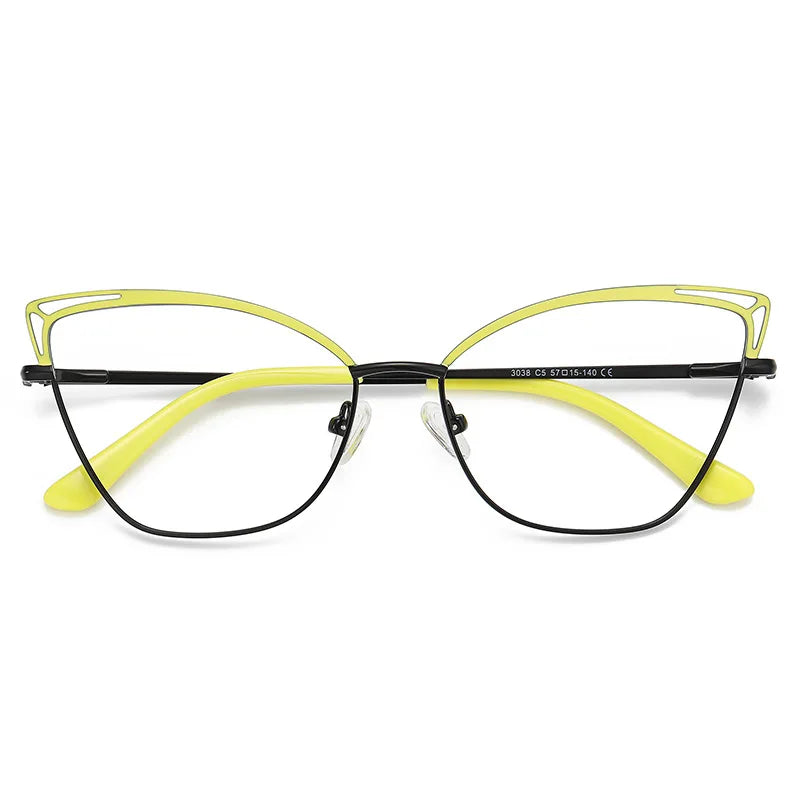 Zirosat Women's Full Rim Square Cat Eye Alloy Eyeglasses 30381