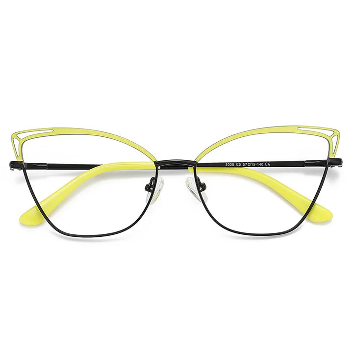 Zirosat Women's Full Rim Square Cat Eye Alloy Eyeglasses 30381