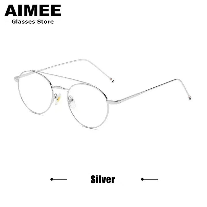 Aimee Women's Full Rim Round Double Bridge Titanium Eyeglasses 541101
