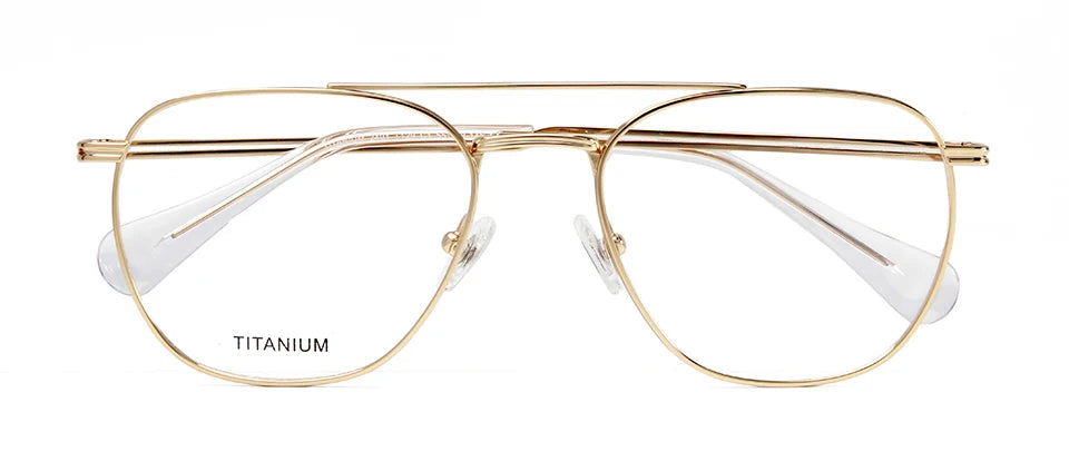 Esnbie Unisex Full Rim Square Double Bridge Titanium Eyeglasses 243129