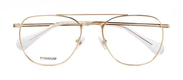 Esnbie Unisex Full Rim Square Double Bridge Titanium Eyeglasses 243129