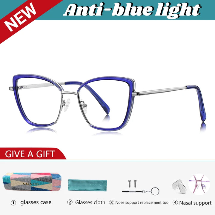 Vicky Women's Full Rim Butterfly Alloy Tr 90 Reading Glasses 31524