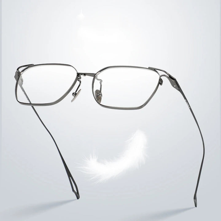 Black Mask Men's Full Rim Large Square Titanium Eyeglasses 4054 Full Rim Black Mask   