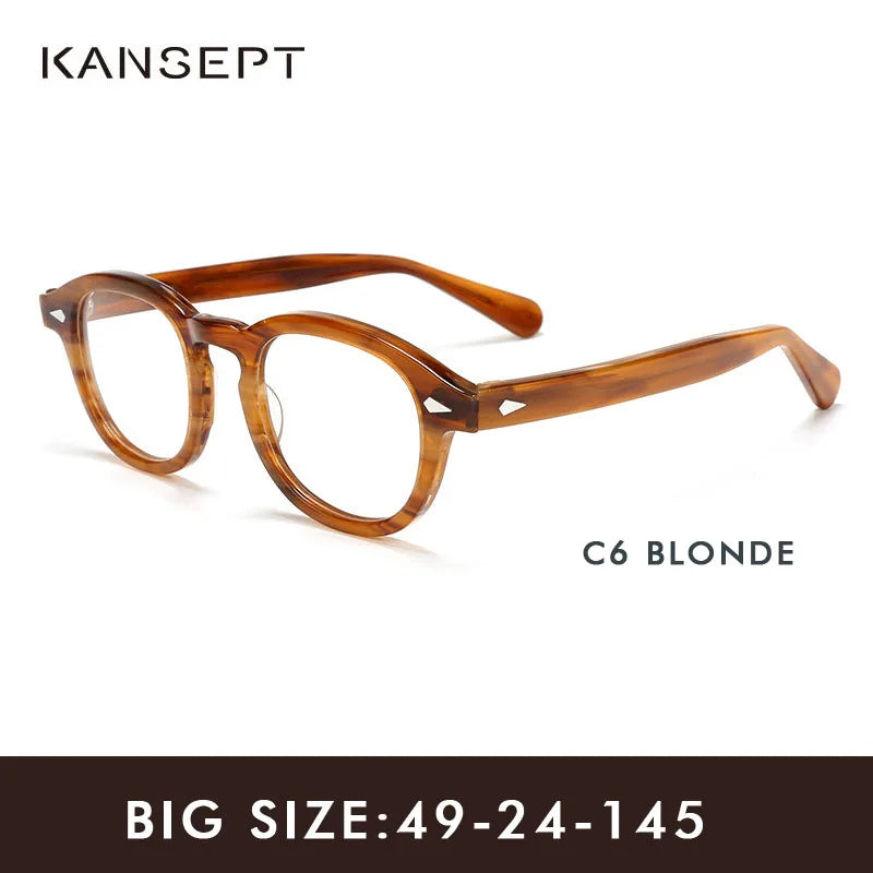 Kansept Unisex Full Rim Round Thick Acetate Eyeglasses 24145 Full Rim Kansept Blonde-49 CHINA 