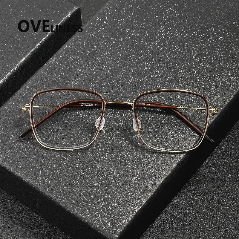 Oveliness Women's Full Rim Square Acetate Titanium Eyeglasses 381045