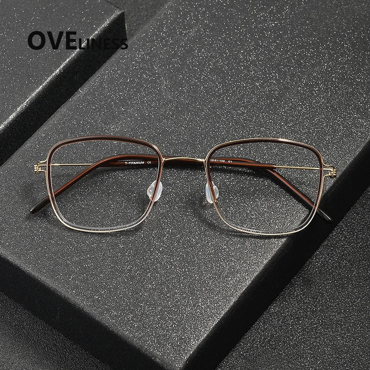 Oveliness Women's Full Rim Square Acetate Titanium Eyeglasses 381045