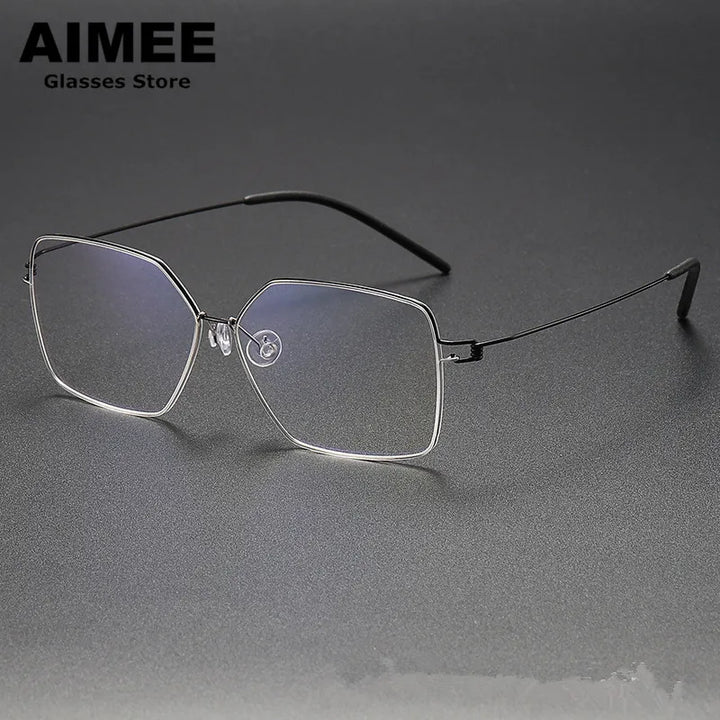 Aimee Women's Full Rim Square Screwless Titanium Eyeglasses 1754 Full Rim Aimee Black-Silver  