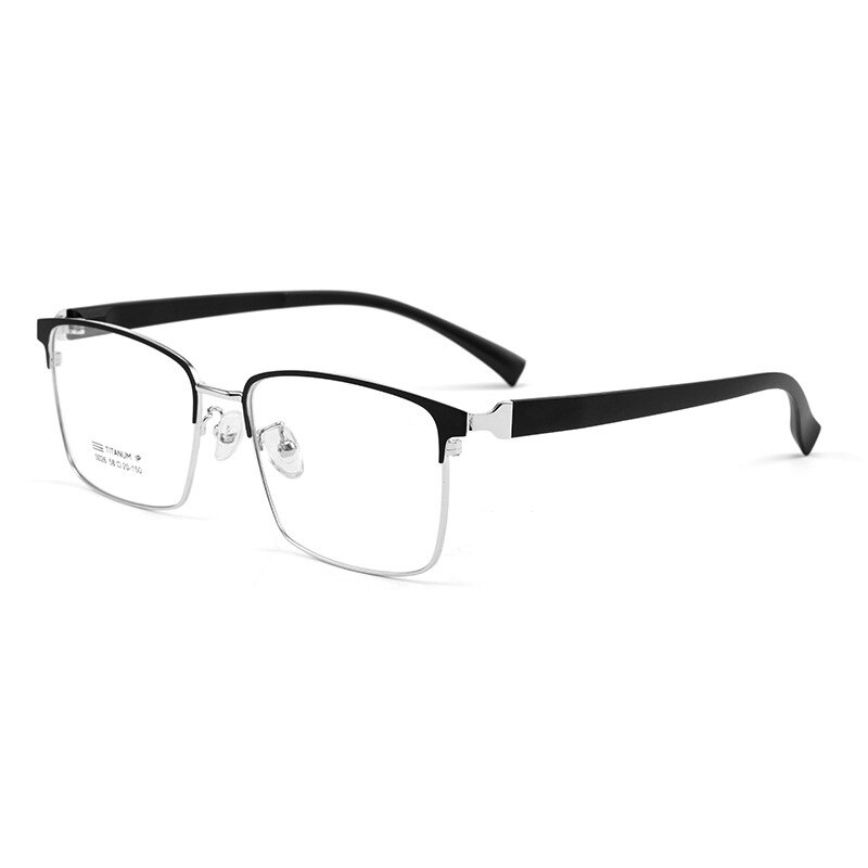 KatKani Men's Full Rim Square Alloy Eyeglasses 5026tx Full Rim KatKani Eyeglasses Black Silver  