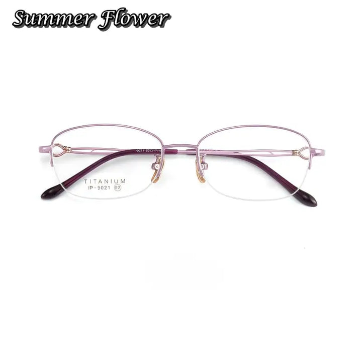 Summer Flower Women's Semi Rim Oval Square Titanium Eyeglasses 90214