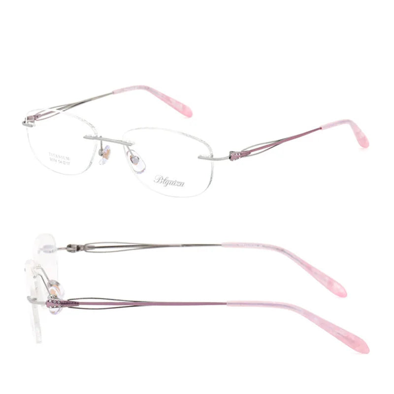 Reven Jate Women's Rimless Square Titanium Eyeglasses 91744