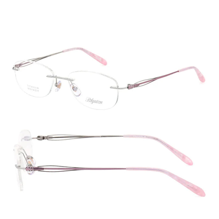 Reven Jate Women's Rimless Square Titanium Eyeglasses 91744