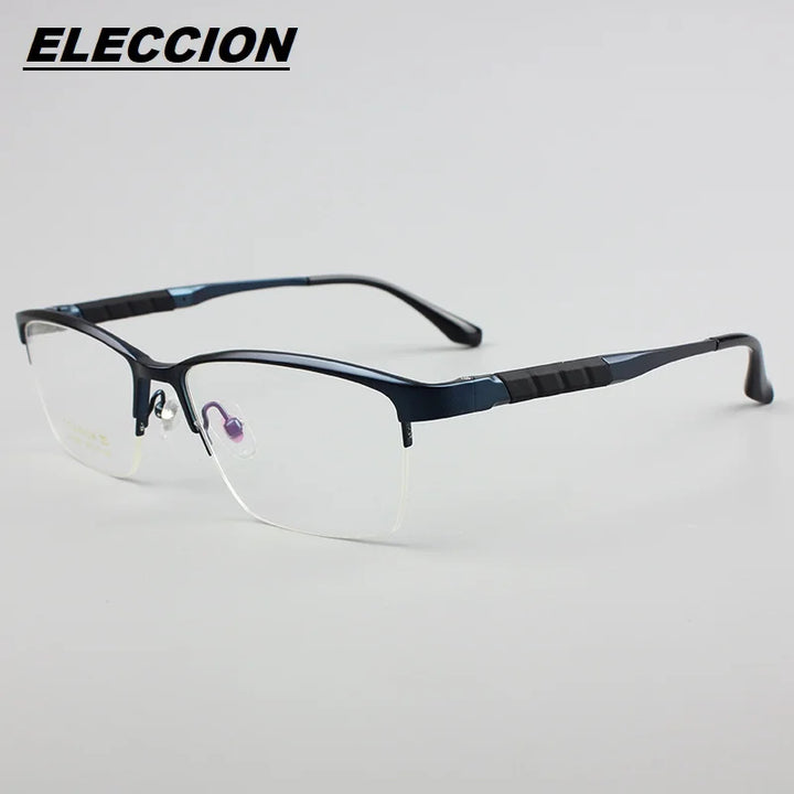 Eleccion Unisex Semi Rim Square Titanium Eyeglasses 6193 Semi Rim Eleccion Blue CHINA