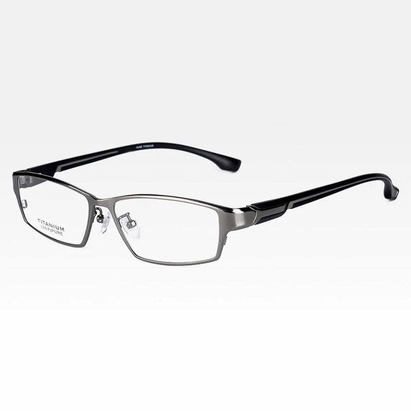 Brightzone Unisex Full Rim Square Titanium Alloy Eyeglasses 71374 Full Rim Brightzone Gray-Gray