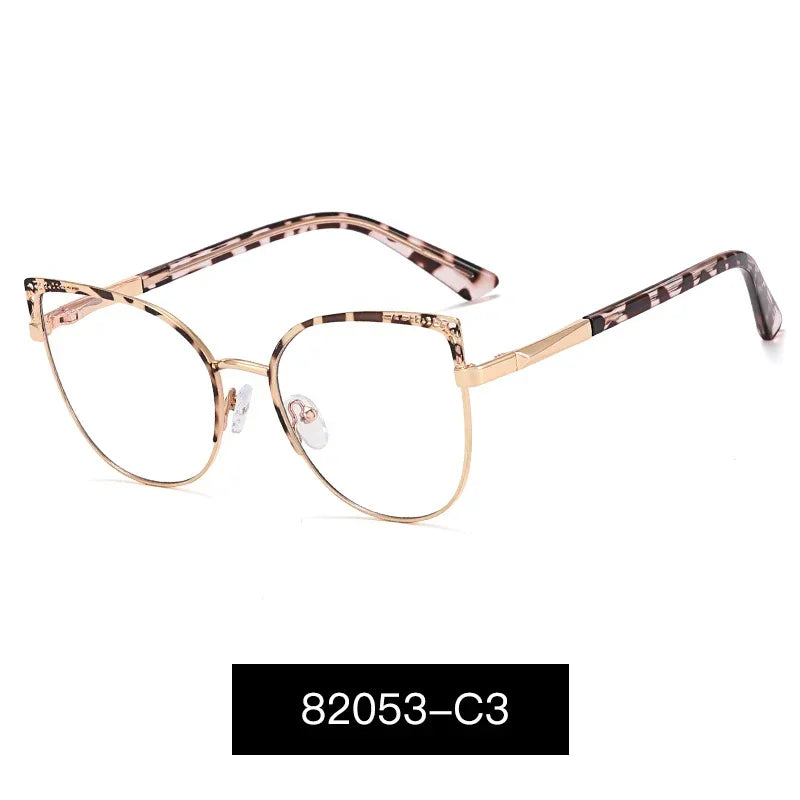 Handoer Women's Full Rim Oval Cat Eye Alloy Eyeglasses 82053