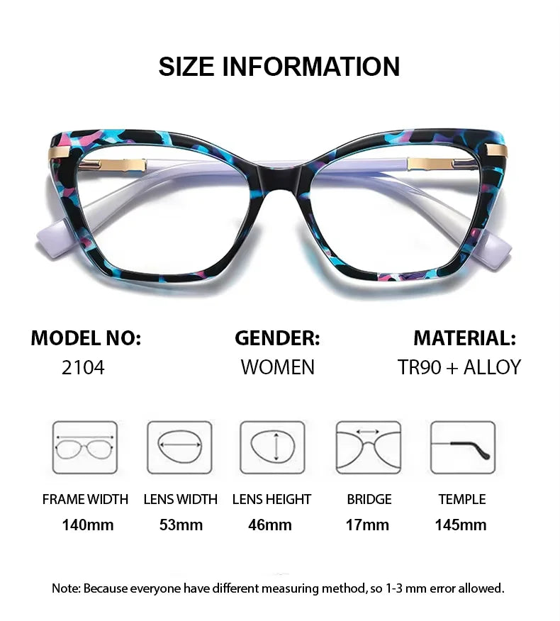 Summer Flower Women's Full Rim Butterfly Tr 90 Titanium Eyeglasses 210444