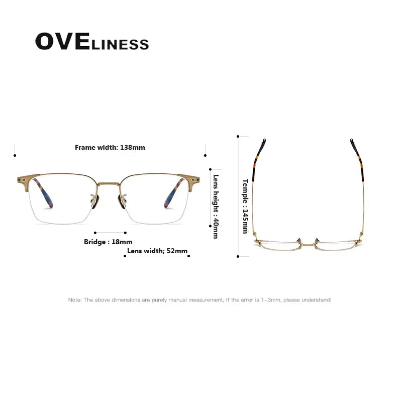 Oveliness Women's Semi Rim Polygon Square Titanium Eyeglasses 81005 Semi Rim Oveliness