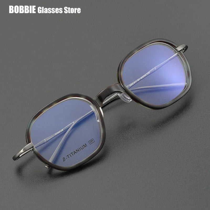 Bobbie Unisex Full Rim Polygon Titanium Acetate Eyeglasses 963011