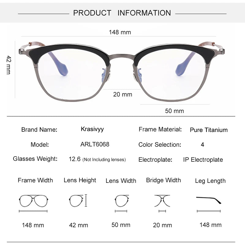 Krasivyy Women's Full Rim Oval Square Titanium Acetate Eyeglasses Full Rim Krasivyy