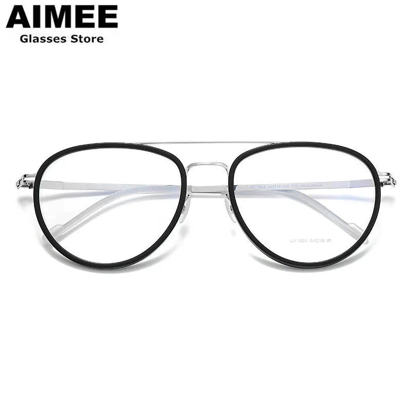 Aimee Unisex Full Rim Oval Double Bridge Steel Acetate Eyeglasses 1004 Full Rim Aimee   