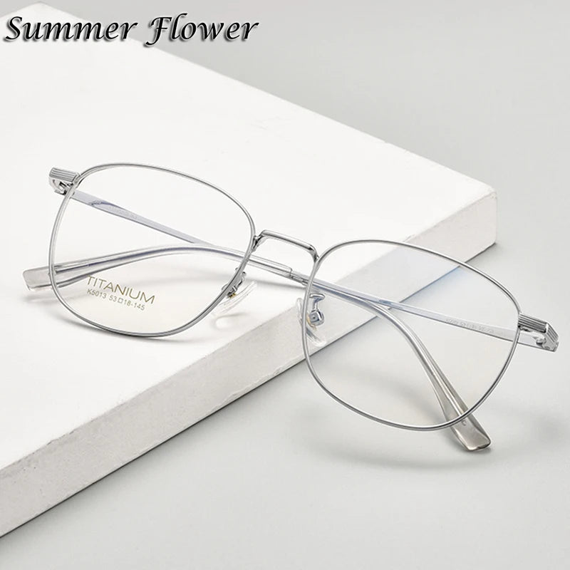 Summer Flower Unisex Full Rim Square Titanium Eyeglasses 845013 Full Rim Summer Flower