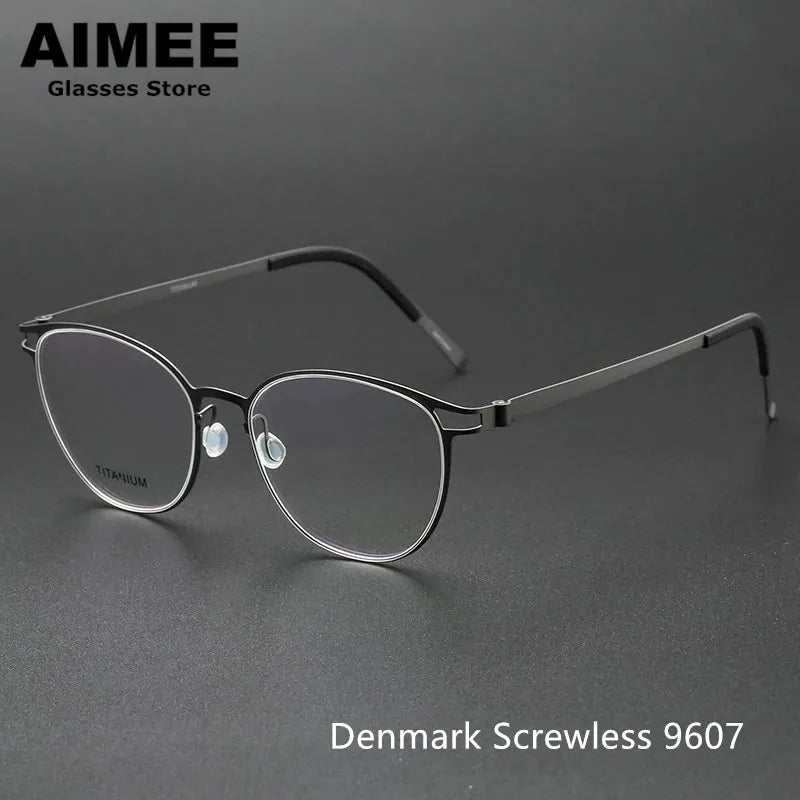 Aimee Unisex Full Rim Oval Screwless Titanium Eyeglasses 9607 Full Rim Aimee   