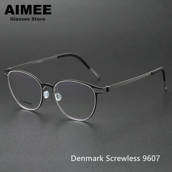 Aimee Unisex Full Rim Oval Screwless Titanium Eyeglasses 9607 Full Rim Aimee   