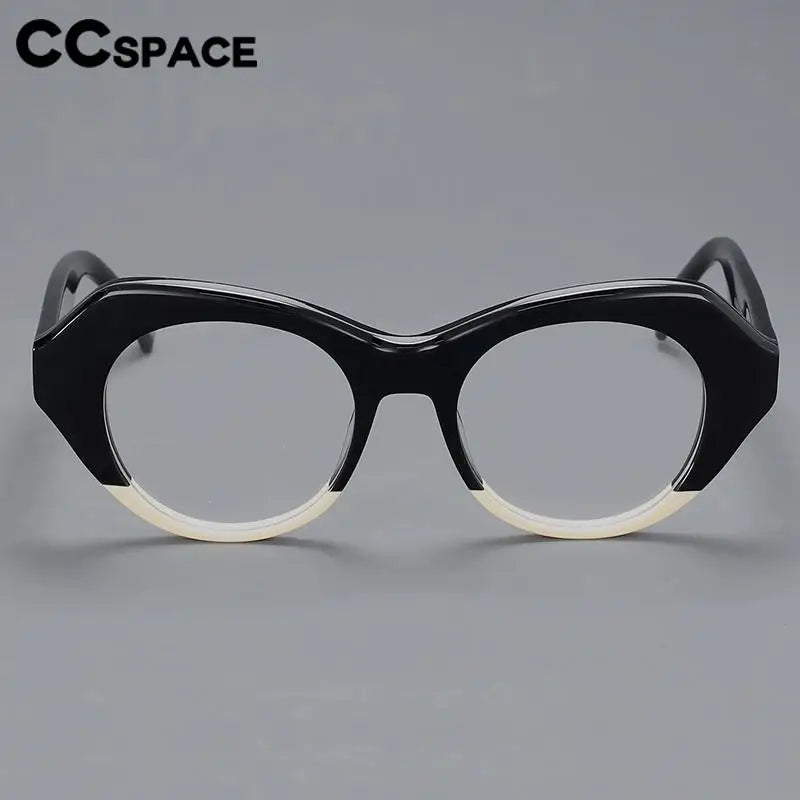 CCspace Unisex Full Rim Oval Eye Acetate Eyeglasses 57204 Full Rim CCspace   