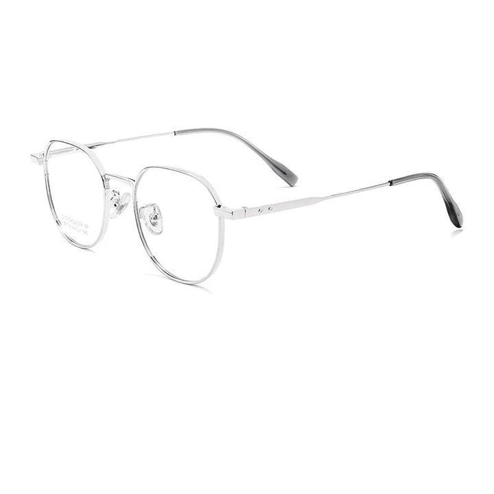 KatKani Women's Full Rim Flat Top Oval Titanium Eyeglasses 44019 Full Rim KatKani Eyeglasses Silver  