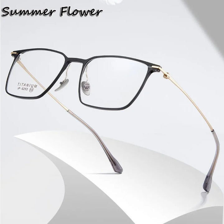 Summer Flower Men's Full Rim Square Titanium Eyeglasses 616253