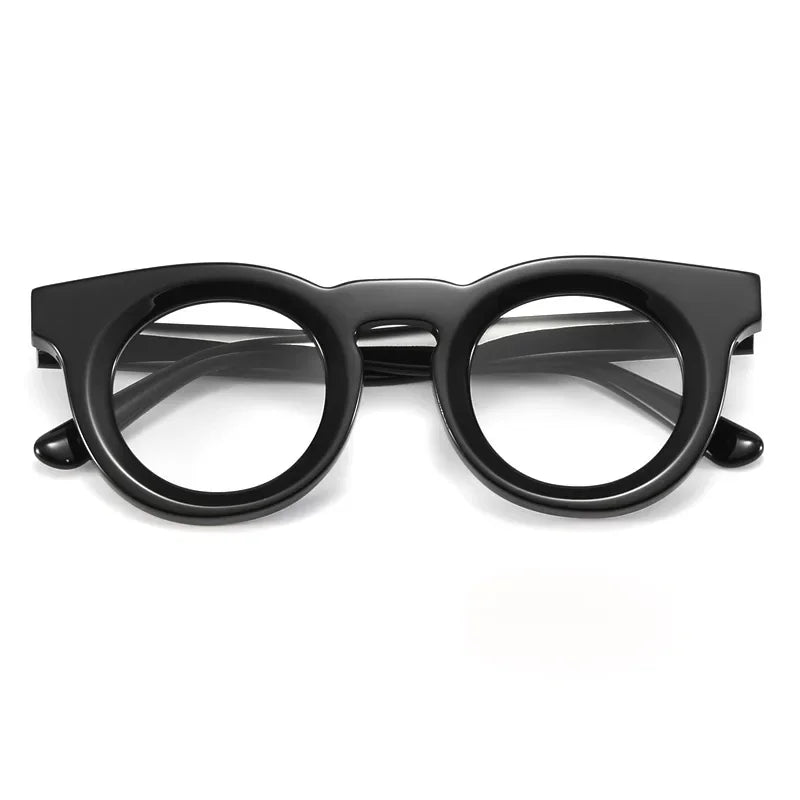 Cubojue Unisex Full Rim Round Plastic Reading Glasses 193 Reading Glasses Cubojue shiny black 0 