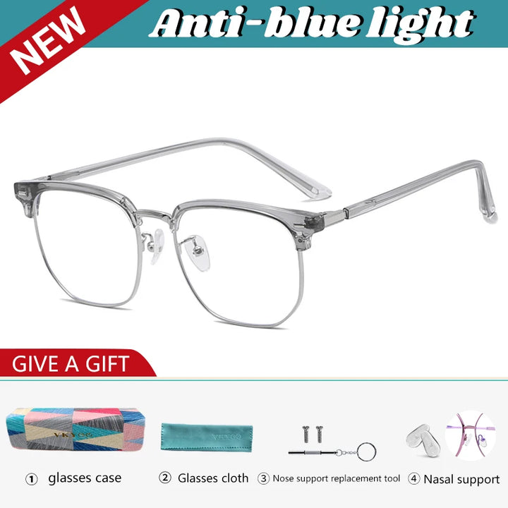 Vicky Unisex Full Rim Square Tr 90 Alloy Reading Glasses 49085 Reading Glasses Vicky -400 MS9085-C5 