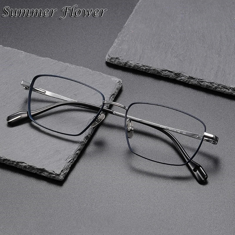 Summer Flower Women's Full Rim Polygon Square Titanium Eyeglasses 81016