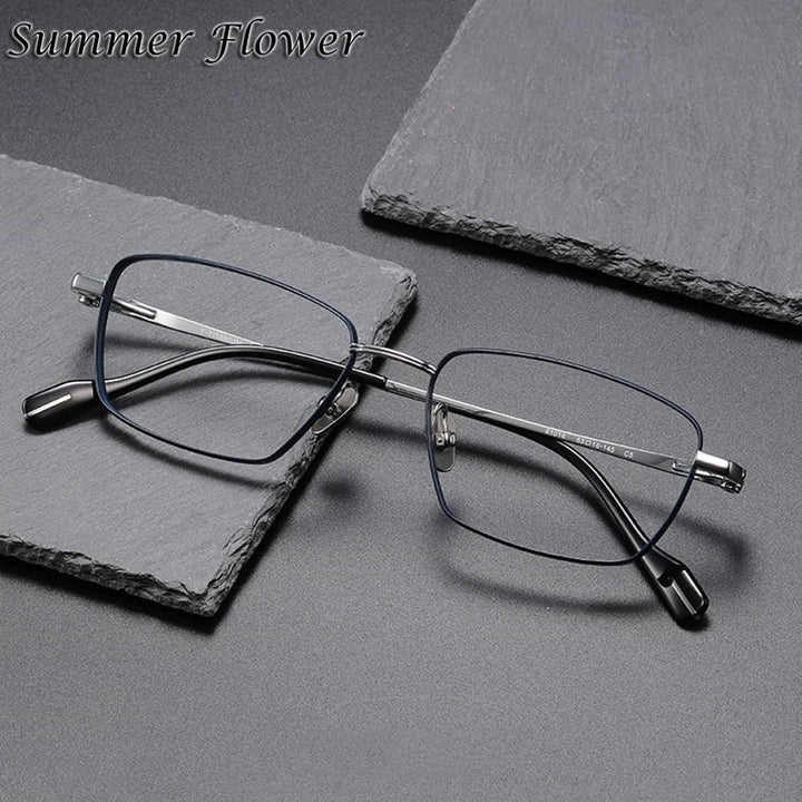 Summer Flower Women's Full Rim Polygon Square Titanium Eyeglasses 81016