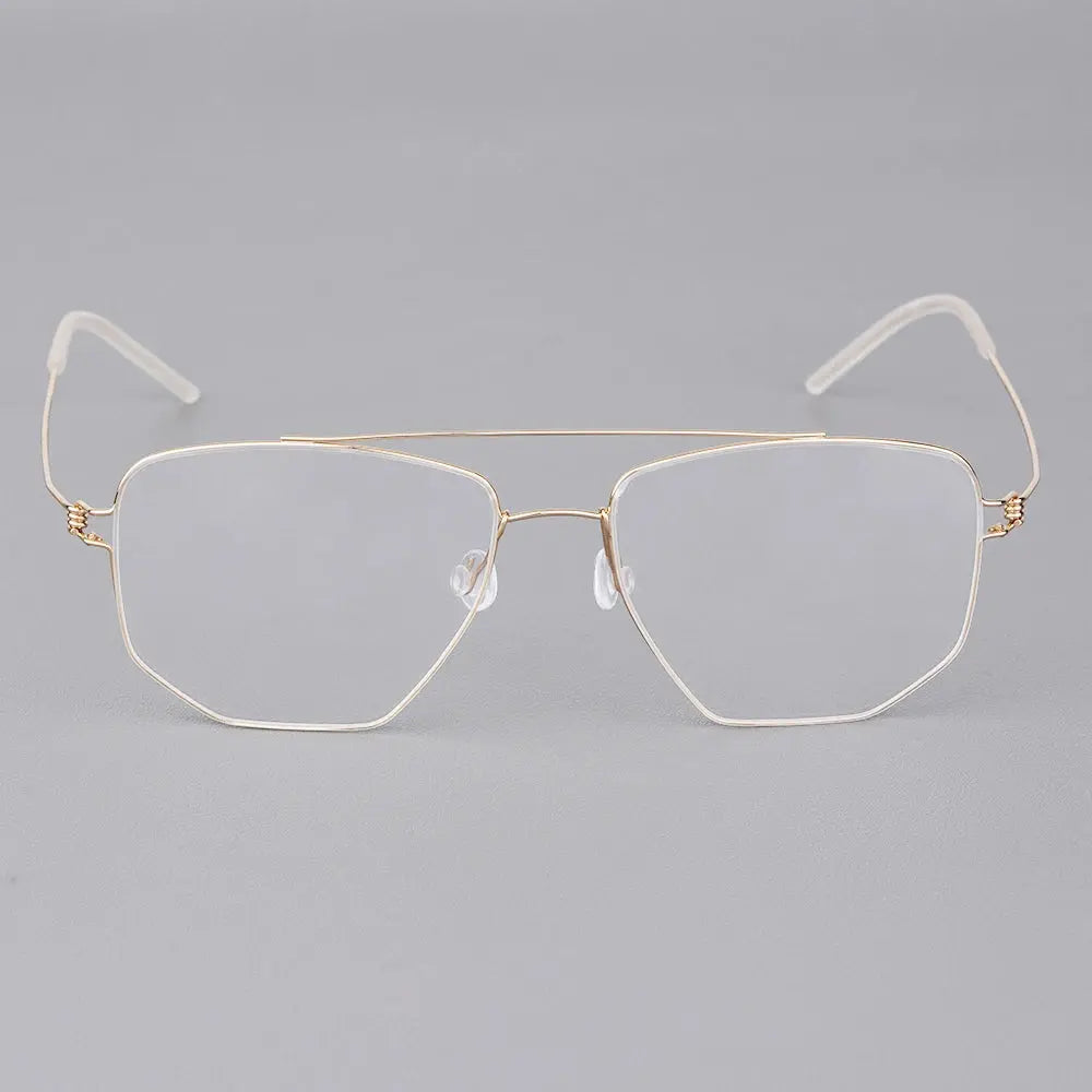 Bobbie 165342 Unisex Full Rim Square Double Bridge Titanium Frames FuzWeb