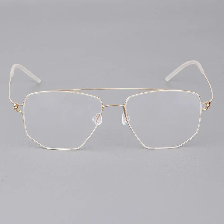 Bobbie 165342 Unisex Full Rim Square Double Bridge Titanium Frames FuzWeb