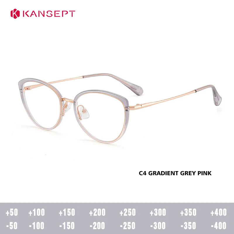 Kansept Women's Full Rim Oval Cat Eye Tr 90 Alloy Reading Glasses 75740