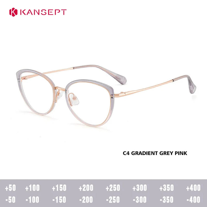 Kansept Women's Full Rim Oval Cat Eye Tr 90 Alloy Reading Glasses 75740