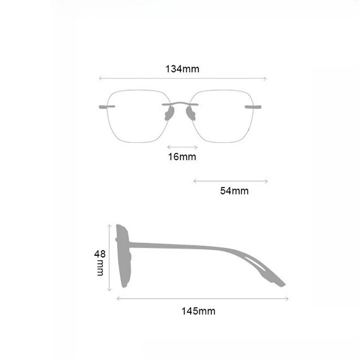 Yimaruili Women's Rimless Square Polygon Titanium Eyeglasses 48925 Rimless Yimaruili Eyeglasses