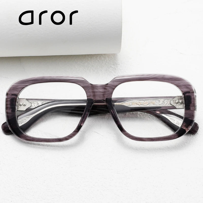 Aror Unisex Full Rim Square Thick Acetate Eyeglasses 842315 Full Rim Aror