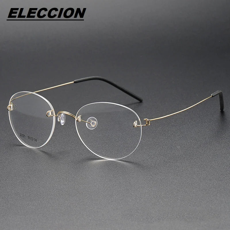 Eleccion Women's Rimless Oval Screwless Titanium Eyeglasses 42221