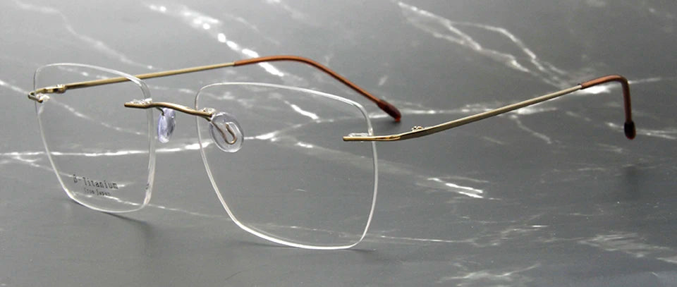 Esnbie Women's Rimless Polygon Square Titanium Eyeglasses 243208