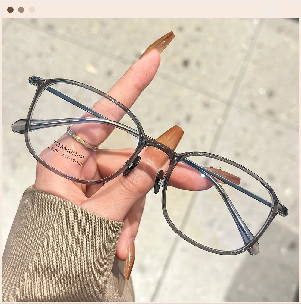 Zirosat Women's Full Rim Square Titanium Acetate Eyeglasses 9105 Full Rim Zirosat