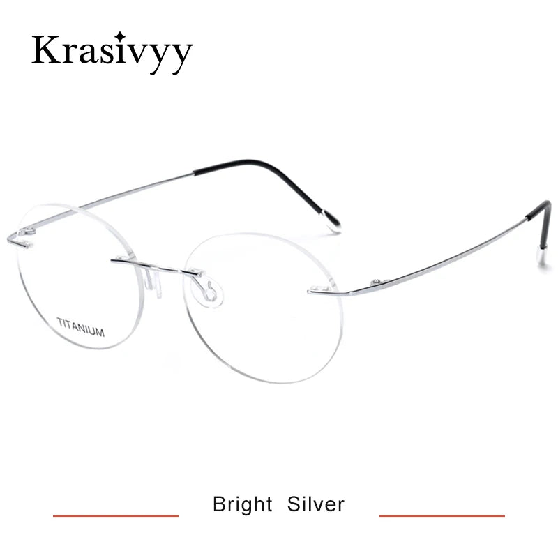 Krasivyy Unisex Rimless Round Pure Titanium Prescription Eyeglasses KR16012 - view 14