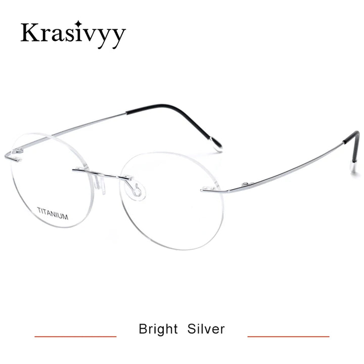 Krasivyy Unisex Rimless Round Pure Titanium Prescription Eyeglasses KR16012 - view 14