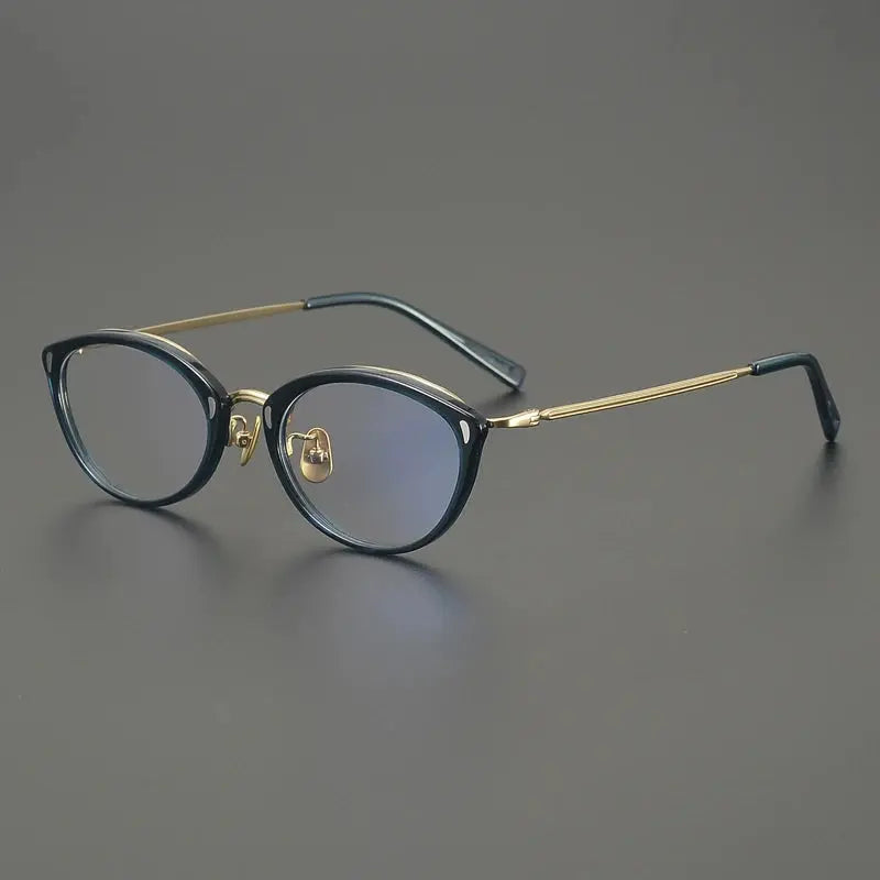 Gatenac Unisex Full Rim Oval Titanium Acetate Eyeglasses 762156 FuzWeb