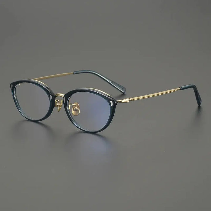 Gatenac Unisex Full Rim Oval Titanium Acetate Eyeglasses 762156 FuzWeb