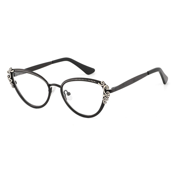 Laoyehui Women's Full Rim Oval Cat Eye Alloy Reading Glasses 8775 Reading Glasses Laoyehui C1 +200 